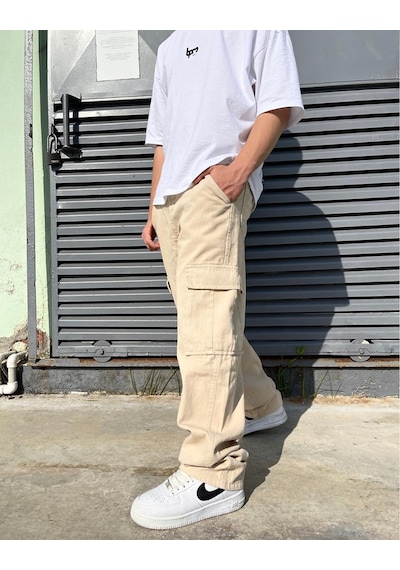 Bpm Premium Baggy Kargo Pantolon Bej 001