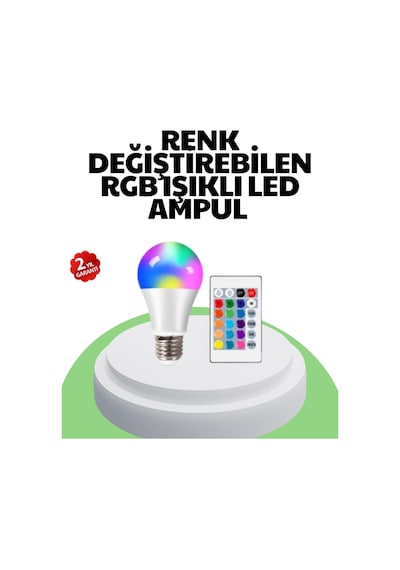 2025 Rgb Led Ampul Uzaktan Kumandalı Renkli Işık A Kalite Açık Mavi