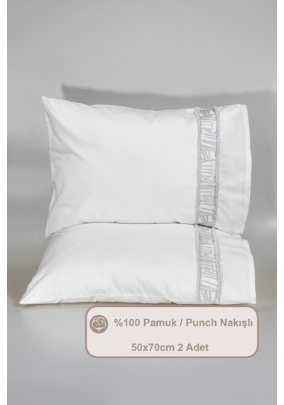 Elart Giza Yastık Kılıfı %100 Pamuk 2 Adet 50x70 Cm Gri Gri
