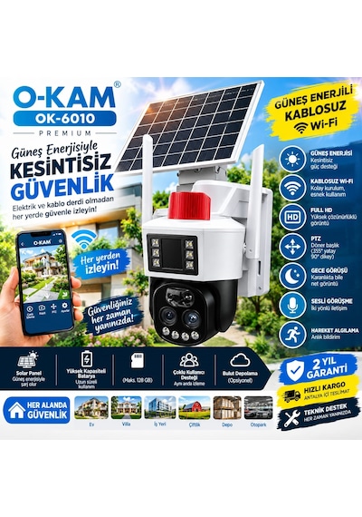 O-kam 6010 4g Solar 10x Optik Zoom Ptz Kamera