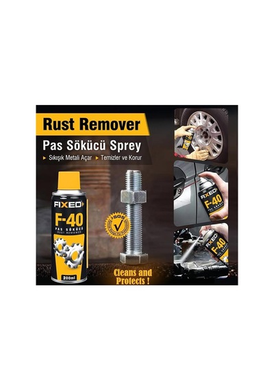 Güncelçarşı Fıxed F-40 Ultra Güçlü Pas Sökücü Sprey 200ml, Civata, Somun, Kapı, Menteşe, Kilit, Motorsiklet