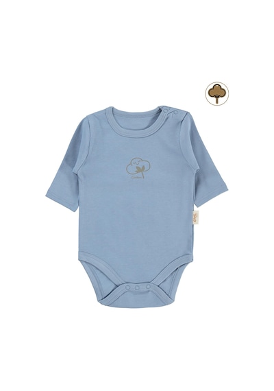 Civil Baby Organik Pamuklu U Kol 0-18 Ay Çıtçıtlı Badi - Mavi 12-18 Ay Mavi
