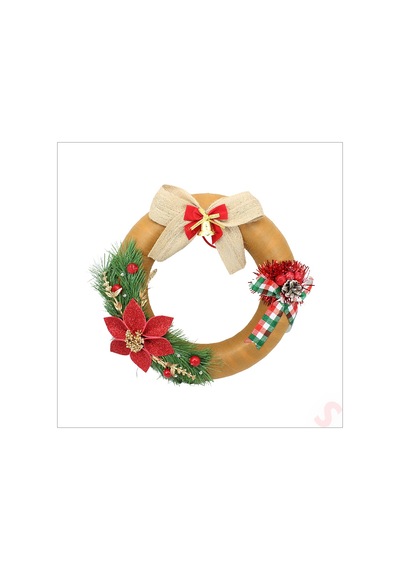 Yılbaşı Kapı Süsü, Kumaş Kapı Çelengi - 30 Cm