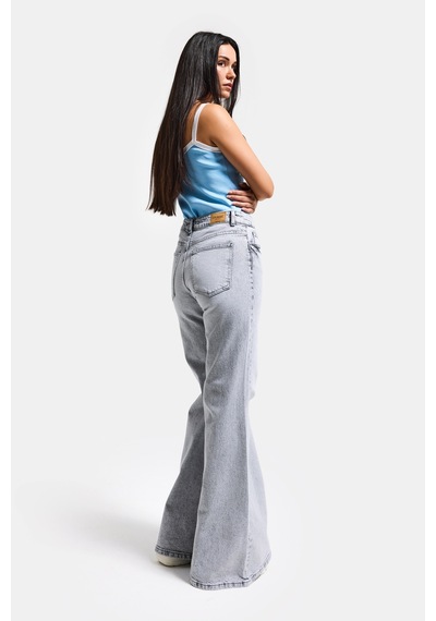 Itsbasic Kadın Gri 4s6-12 Mry Flare Fit Komfort Kumaş Denim Jean