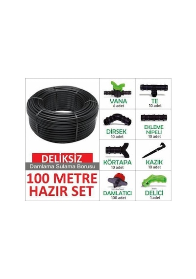 16 Mm Damlama Sulama Hortum Seti 100mt Deliksiz