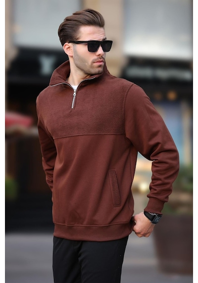 Madmext Acı Kahverengi Dik Yaka Yarım Fermuarlı Polar Sweatshirt 7096 Acı Kahverengi Madmext Acı Kahverengi Dik Yaka Yarım Fermuarlı Polar Sweatshirt 7096 Acı Kahverengi