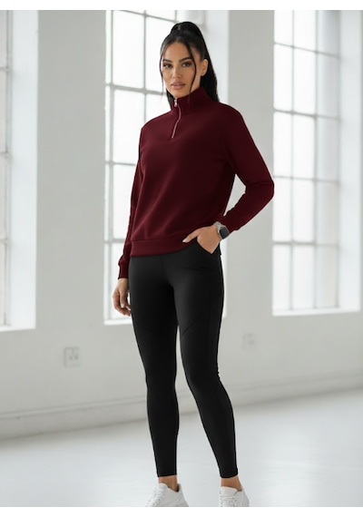 Unisex Relax Fit Rahat Kesim I 2 İplik Şardonlu Kumaştan Bordo