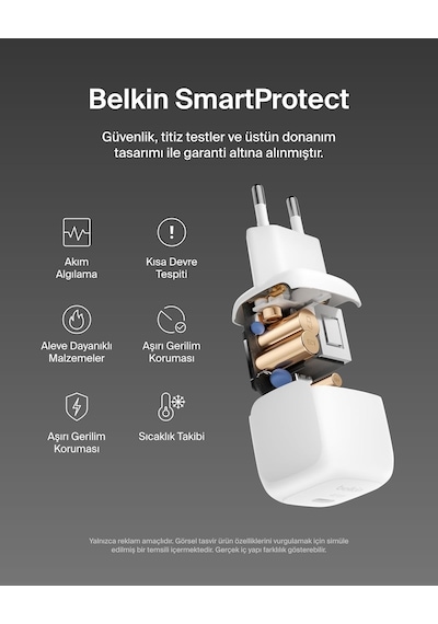 Belkin Kompakt Duvar Şarj Cihazı 45 W + Usb-c - Usb-c Kablosu, Ap