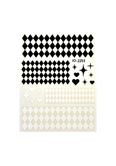 Nail Art Sticker Kendinden Yapışkanlı, Tırnak Süsleme, Tırnak Dövmesi Stikır 2253 Siyah-beyaz-2253