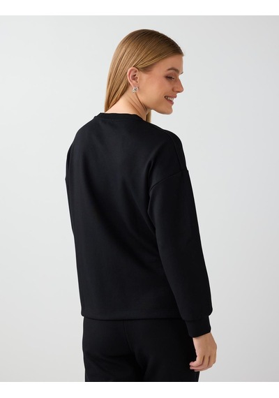 Jimmy Key Siyah Rahat Kesim Bisiklet Yaka Modal Sweatshirt 6ww238605900