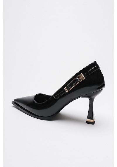 Alewomen Poni Siyah Rugan 10 Cm Topuklu Kadın Stiletto Siyah