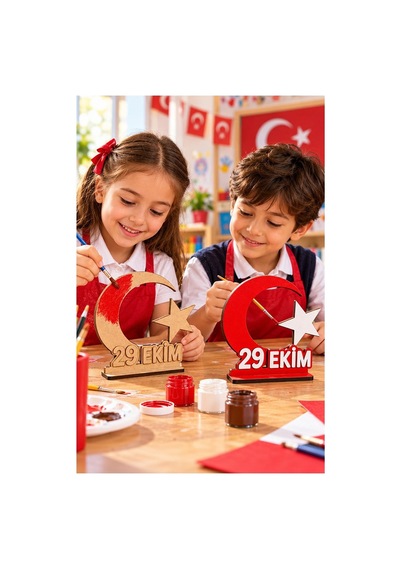 29 Ekim Ahşap Boyama Set3 1 Paket 20x15cm Cumhuriyet Bayramı Atatürk Boyama Figürü Etkinlik Çocuk Gelişim Motor Beceri