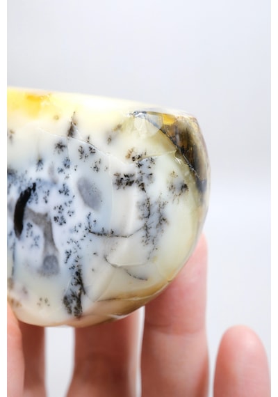 Merlinit Dendritik Opal - Mavi Kalsedon Ve Bal Opalı Serbest Form İçgörü Ve Denge Taşı, 117g