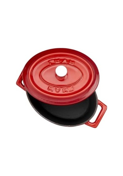 Kırmızı Metal Oval Mini Tencere, Şık Mutfak Aracı 16 Cm