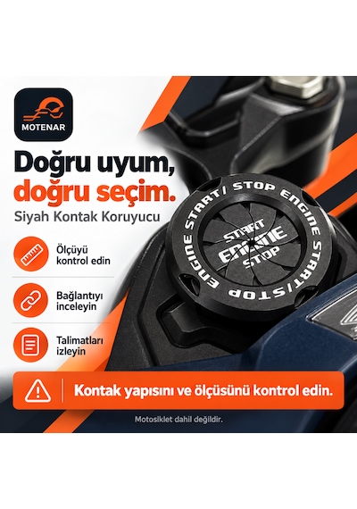 Motenar Siyah Motosiklet Kontak Koruyucu Dönen Kapak