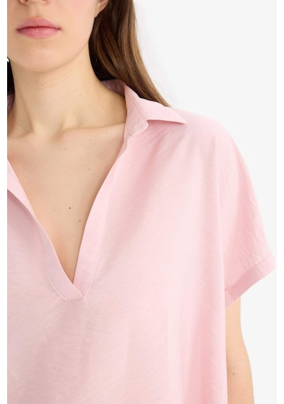 DeFacto Comfort Fit Gömlek Yaka Basic Düz Kısa Kollu Bluz E5989AX25SPPN130 DeFacto Comfort Fit Gömlek Yaka Basic Düz Kısa Kollu Bluz E5989AX25SPPN130