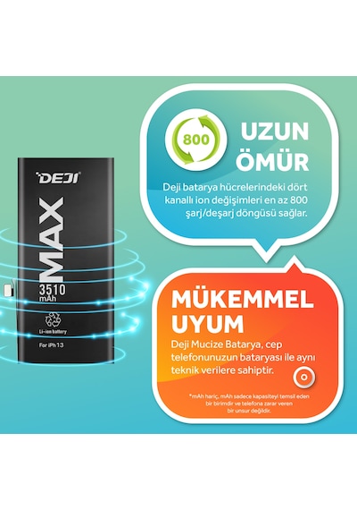 Apple Uyumlu iPhone 13  Batarya Mucize Batarya Deji 3510mah