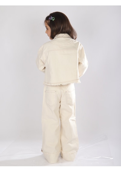 Xo Kidss Kız Çocuk 3lü Alt Üst Kombin Takmı 5-14 Yaş Set0473 Krem