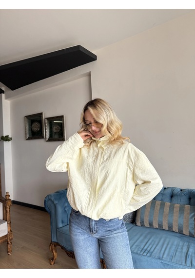 Keymoda Kadın Dik Yaka Bomber Ceket Ekru