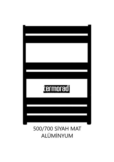 Mat Siyah Alüminyum Havlupan 50 x 70 Cm Termorad Petsa Slim