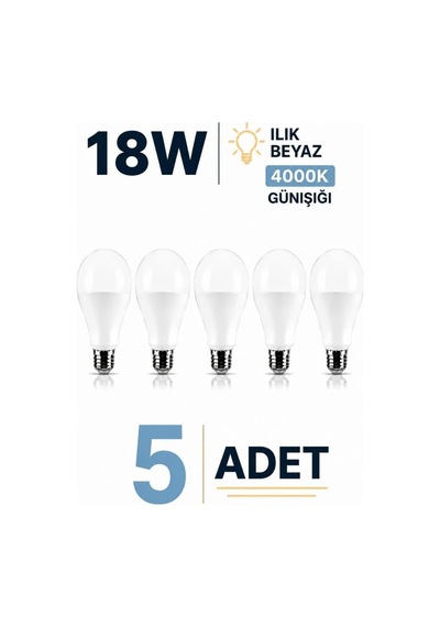 18w E27 Led Ampul 4000k Gün Işığı 5 Adet Led Lamba Diğer