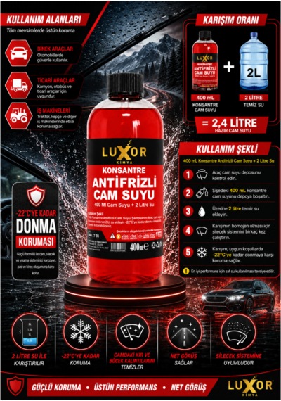 Luxor Kimya Antifrizli Konsantre Cam Suyu 400 Ml