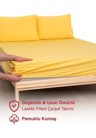 Sarı Penye Lastikli Çarşaf Pamuklu Kumaş Tek/çift Kişilik