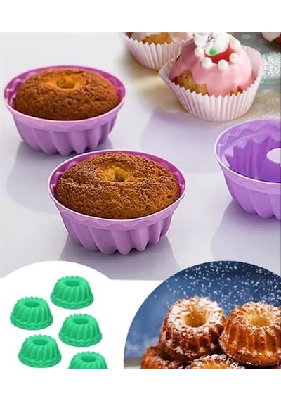 Göbekli Muffin Cupcake Kalıbı - Sürekli Kullanım Muffin Kek Kalıbı 6 Adet - Dıgc-768399 Renkli