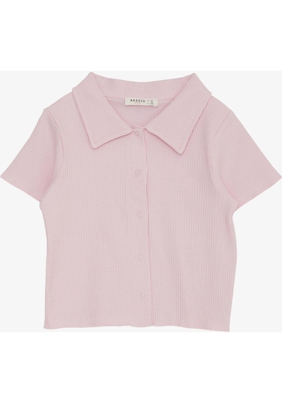 Breeze Kız Çocuk Tişört Crop Çıtçıtlı Fitilli 9-14 Yaş, Pembe-pembe Pembe