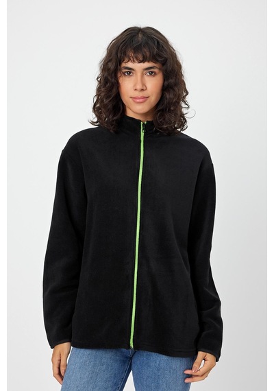 Alexandergardı Fermuarlı Oversize Polar E21-81101 Yeşil - Siyah