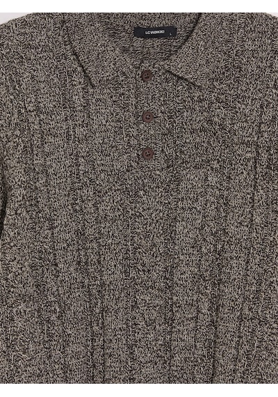LC Waikiki Lc Waıkıkı Kahverengi Polo Yaka Desenli Erkek Triko Kazak