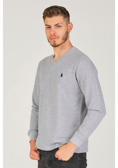 V4002 Dewberry V Yaka Erkek Sweatshırt-gri Gri