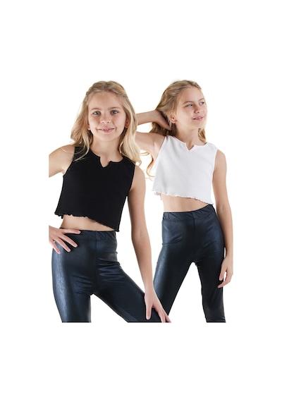 Denokids Kız Çocuk Siyah Beyaz Crop Atlet 2'li Takım Renkli