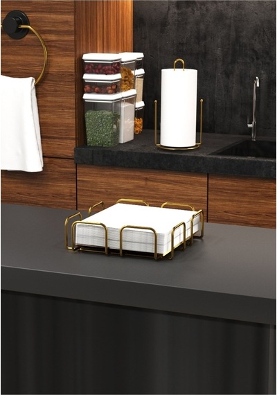 Suntel Gold Altın Kaplama Paslanmaz Dolu Çelik Peçetelik 18x18