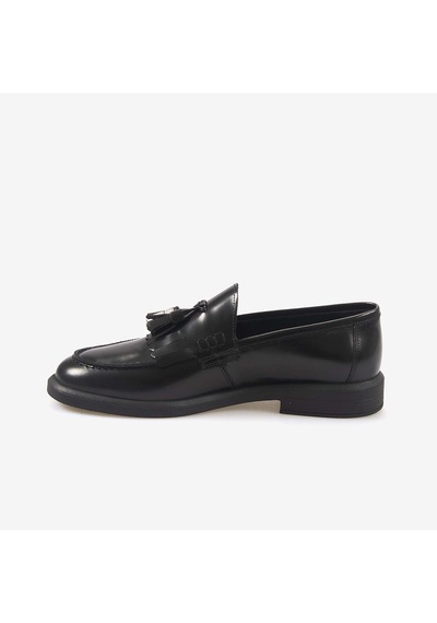 Kemal Tanca Kadın Kauçuk Taban Hakiki Deri Loafer 2541 Siyah Acma