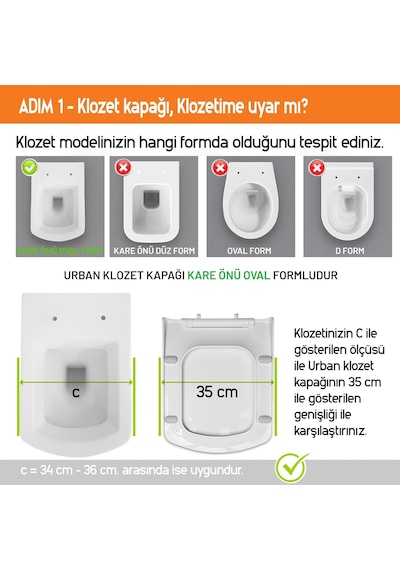 Urban Yavaş Kapanan Klozet Kapağı Beyaz