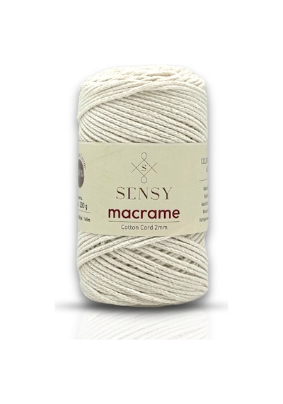 Premium Koton Pamuk Makrome İpi 2mm Cotton Zincir Makrome Çanta İpi Supla İpi Koton İp Doğal Beyaz