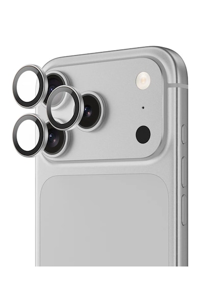 Apple Uyumlu   iPhone 17 Pro / 17 Pro Max Kamera Lens Koruyucu ''safir Cam & Kolay Kurulum'' Gümüş