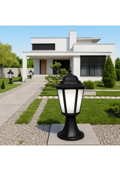 Set Üstü Bahçe Aydınlatma Lambası, 42 Cm Siyah Açık Lacivert