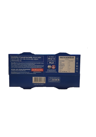 Dardanel Fiyat Cüz'i Kalite Tonla Bitkisel Yağlı Ton Balığı 2 x 150 G