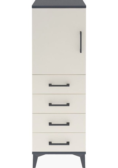 Arges Dolap 2 Raflı 4 Çekmeceli Tek Kapaklı 44x30x134 Antrasi... Antrasit