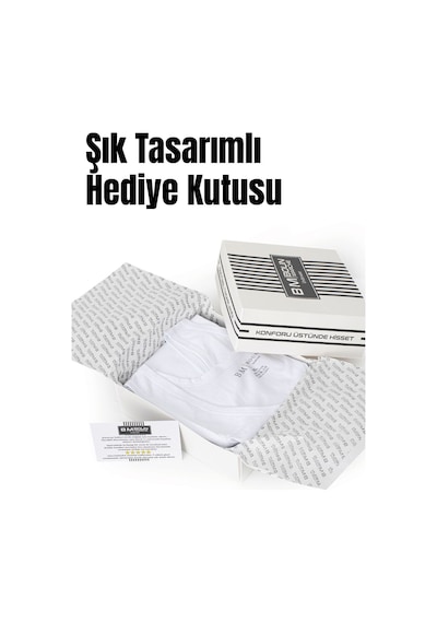 Boun Marche Erkek Atlet Premium 6'lı Kutu Penye Süprem %100 Pamuk 347 B Beyaz