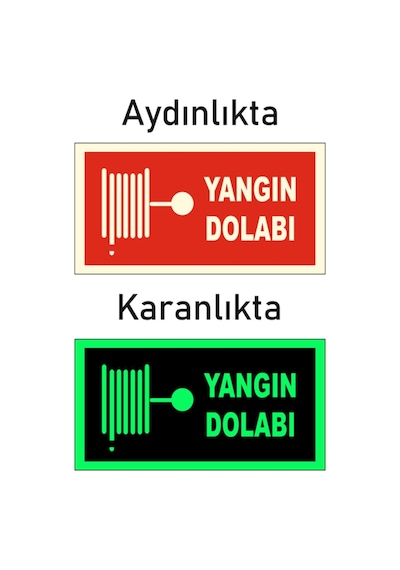 Yangın Dolabı Uyarı Levhası Fosforlu Fotolümen Kapı Duvar İkaz Tabelası