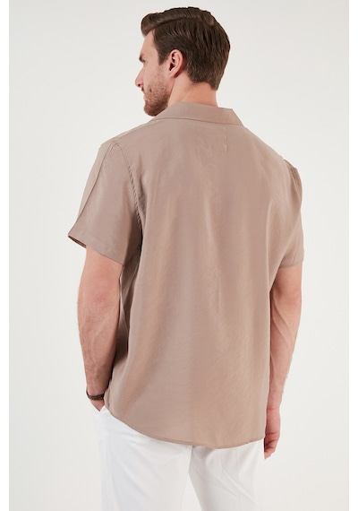 Buratti Regular Fit Apaş Yaka Kısa Kollu Modal Erkek Gömlek Cf24S117929 Camel