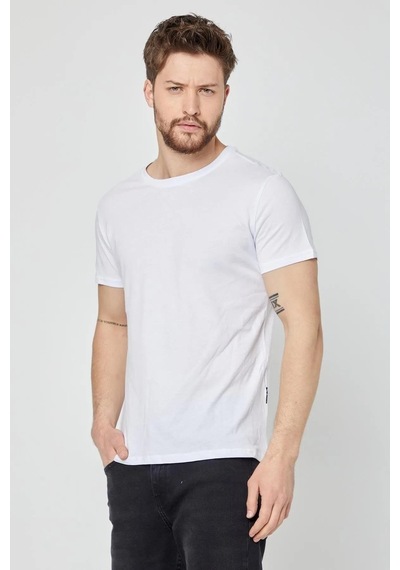 Erkek Çok Renkli %100 Pamuk T- Shirt Regular Fit Rahat Kesim Bisiklet Yaka 5'li Basic Tişört Paketi Beyaz