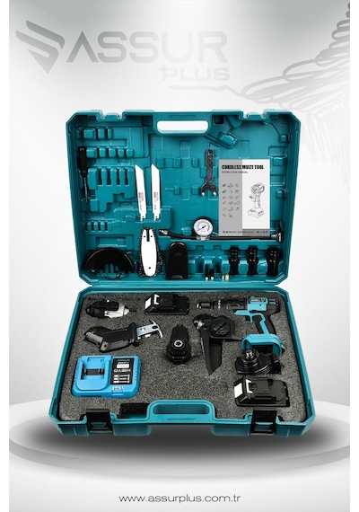 Assur ASR1029 21V Çift Akü 6 Başlıklı Set Mavi