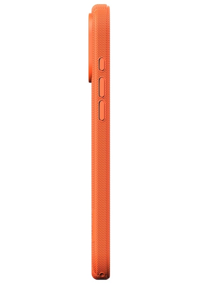 Apple Uyumlu iPhone 17 Pro Max Kılıf Magsafe Şarj Özellikli Çizgi Desenli Kumaş Dokulu Lorin Kapak Turuncu