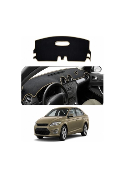 Ford - Mondeo 2007-2014 Uyumlu Torpido Koruma Kılıfı - Taba Şeritli