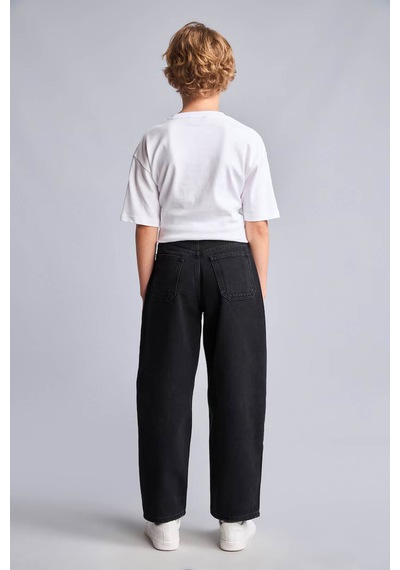 Defacto Barrel Fit Düz Paça Rahat Kesim Jean Pantolon Erkek Çocuk H2198a826wnnm40 Siyah-nm40
