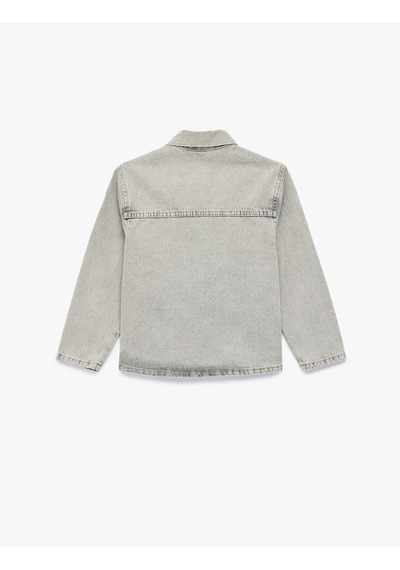 Koton Pamuklucepli Uzun Kollu Klasik Yaka Denim Ceket Gri 6skb20003td Gri